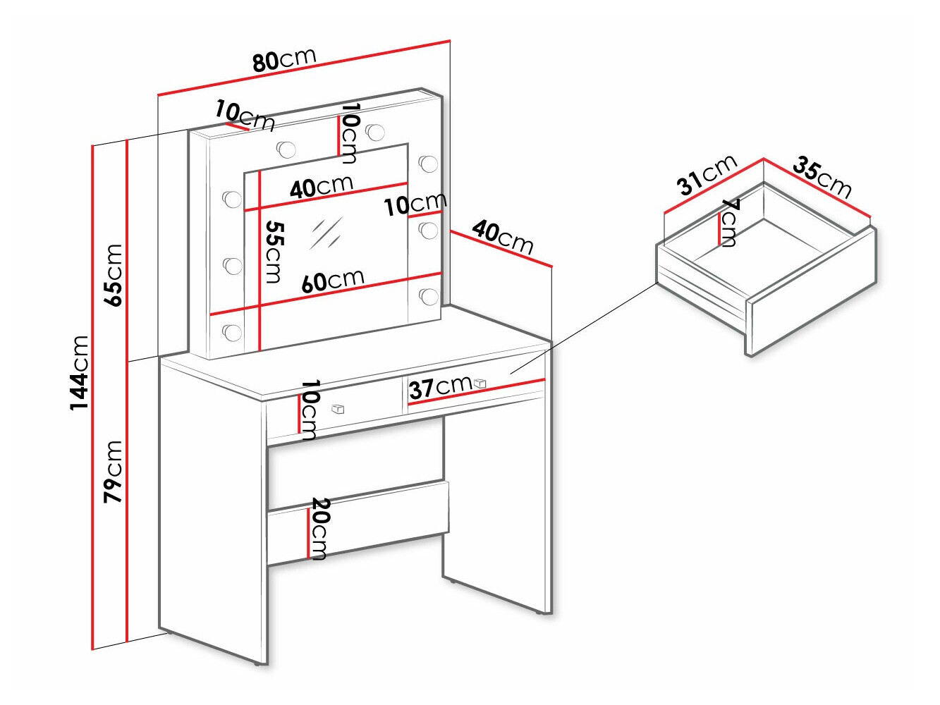 Toaletni sto Bedford 102