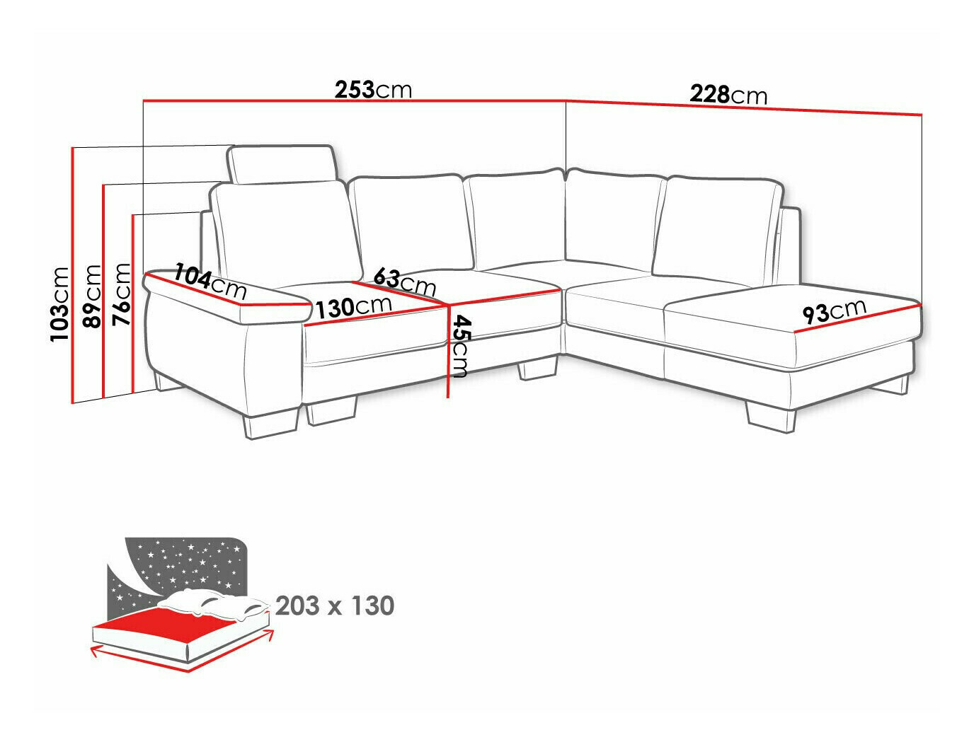 Ugaona sofa Lincoln 183 (Barrel 97)