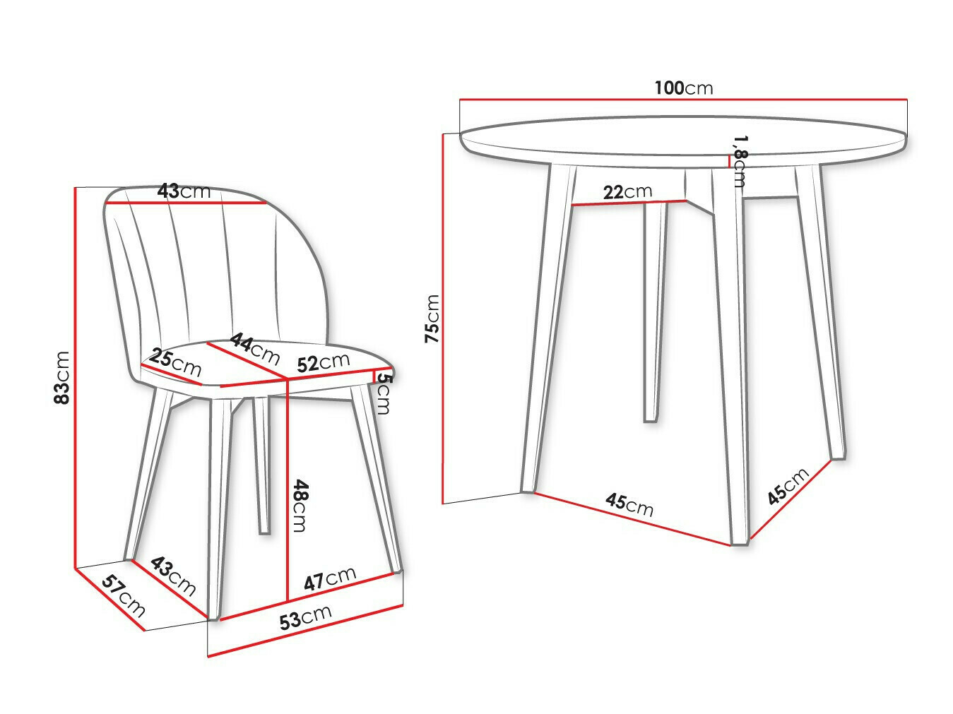 Trpezarijski set Racine 127 (Crno + Magic Velvet 2219)