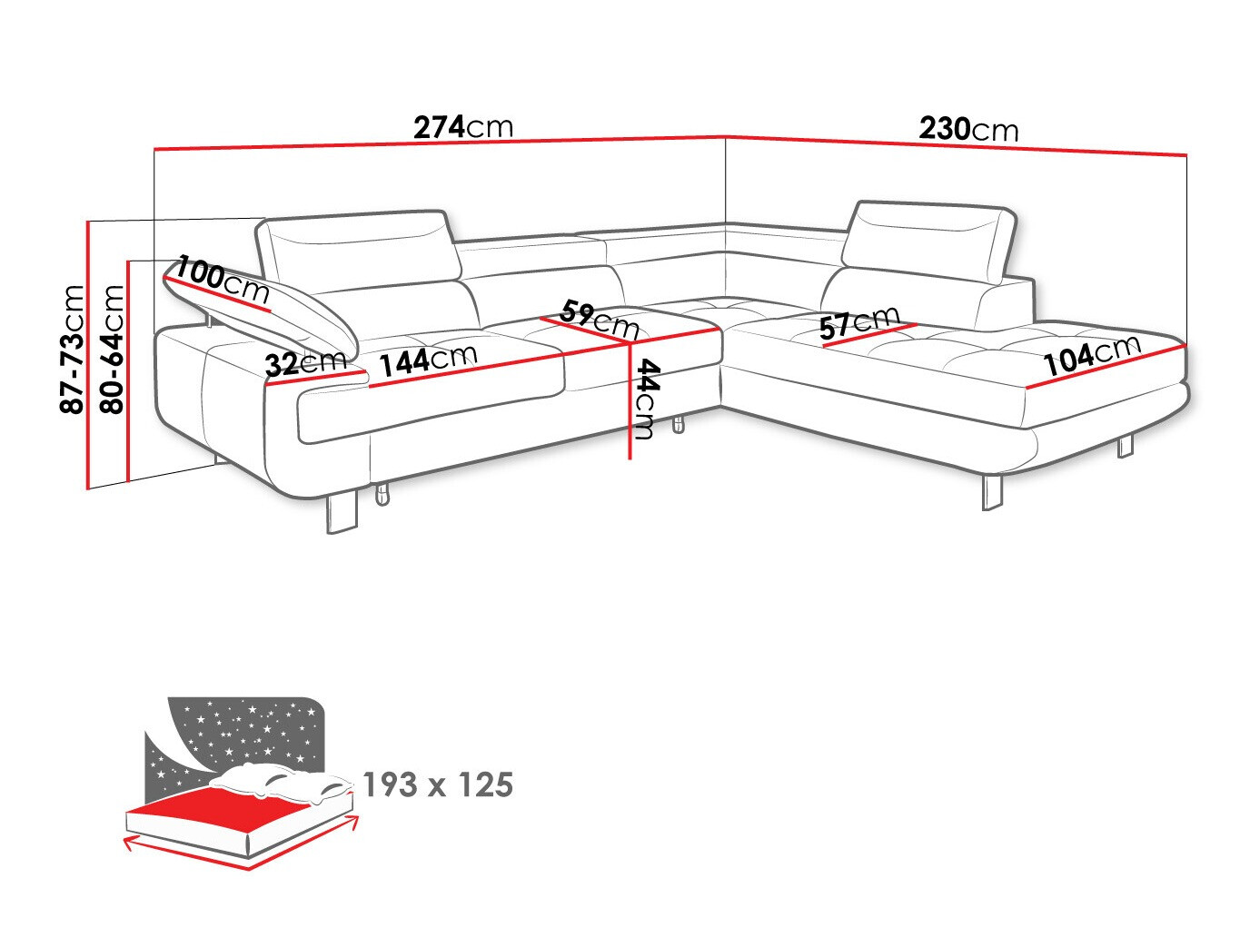 Ugaona sofa Lincoln 188 (Barrel 03)