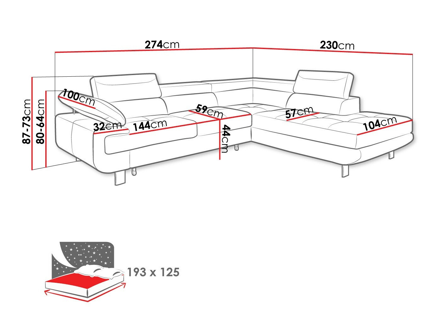 Ugaona sofa Lincoln 188 (Barrel 03)