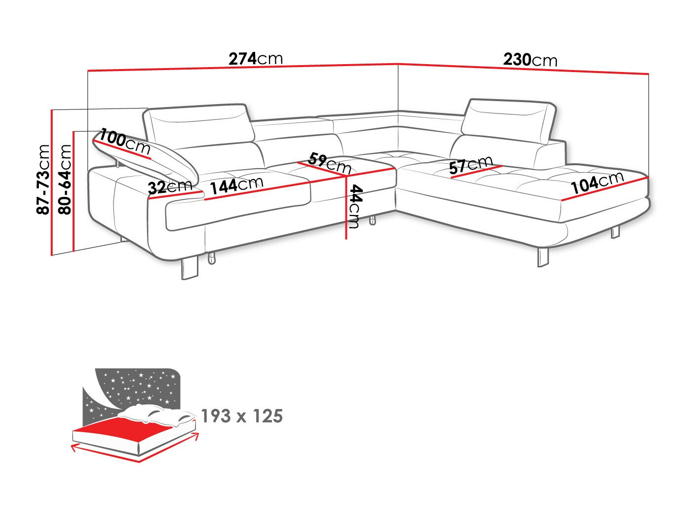 Ugaona sofa Lincoln 188 (Barrel 97)