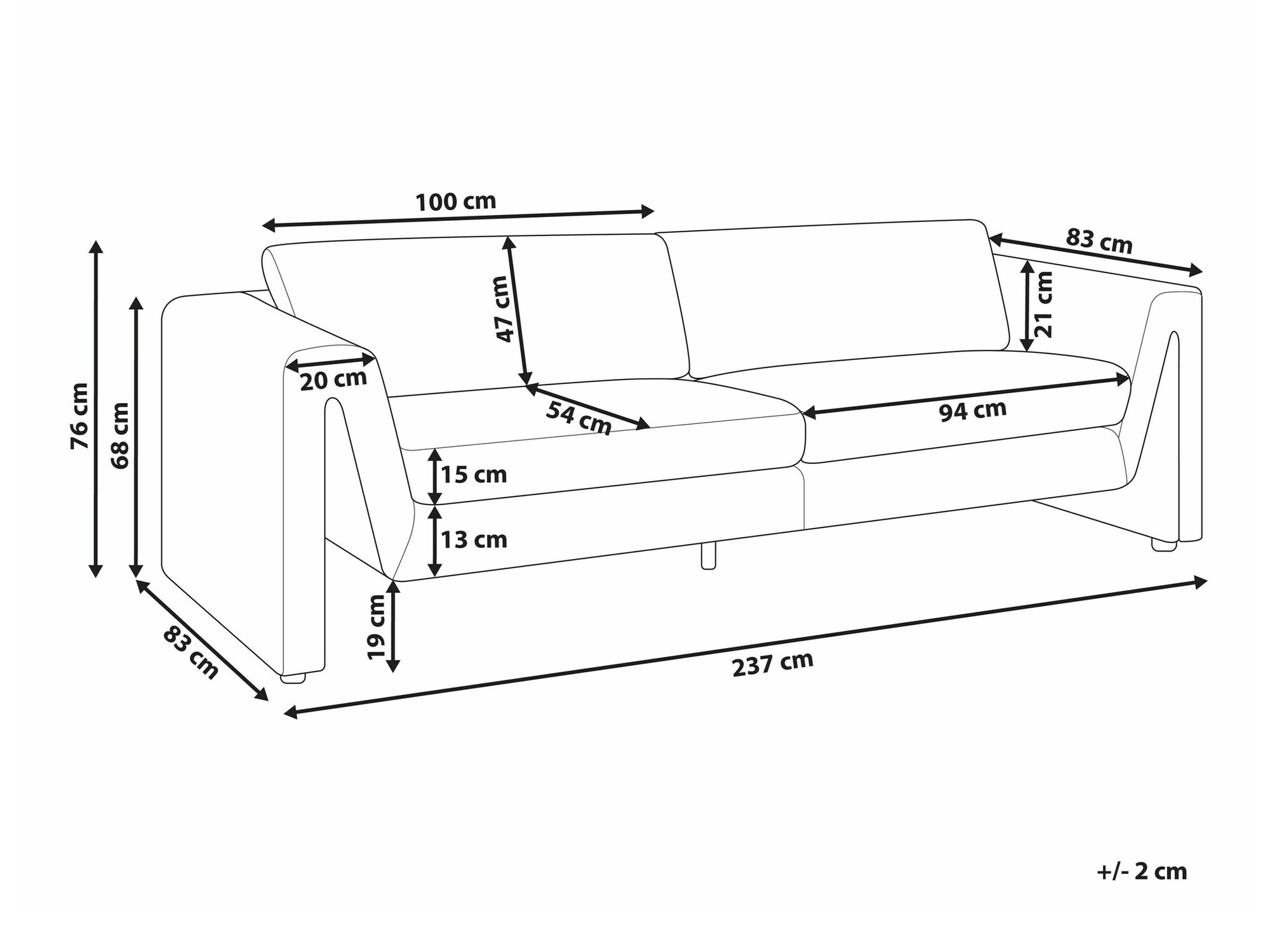 Sofa Berwyn 1726 (Svetlo smeđa)