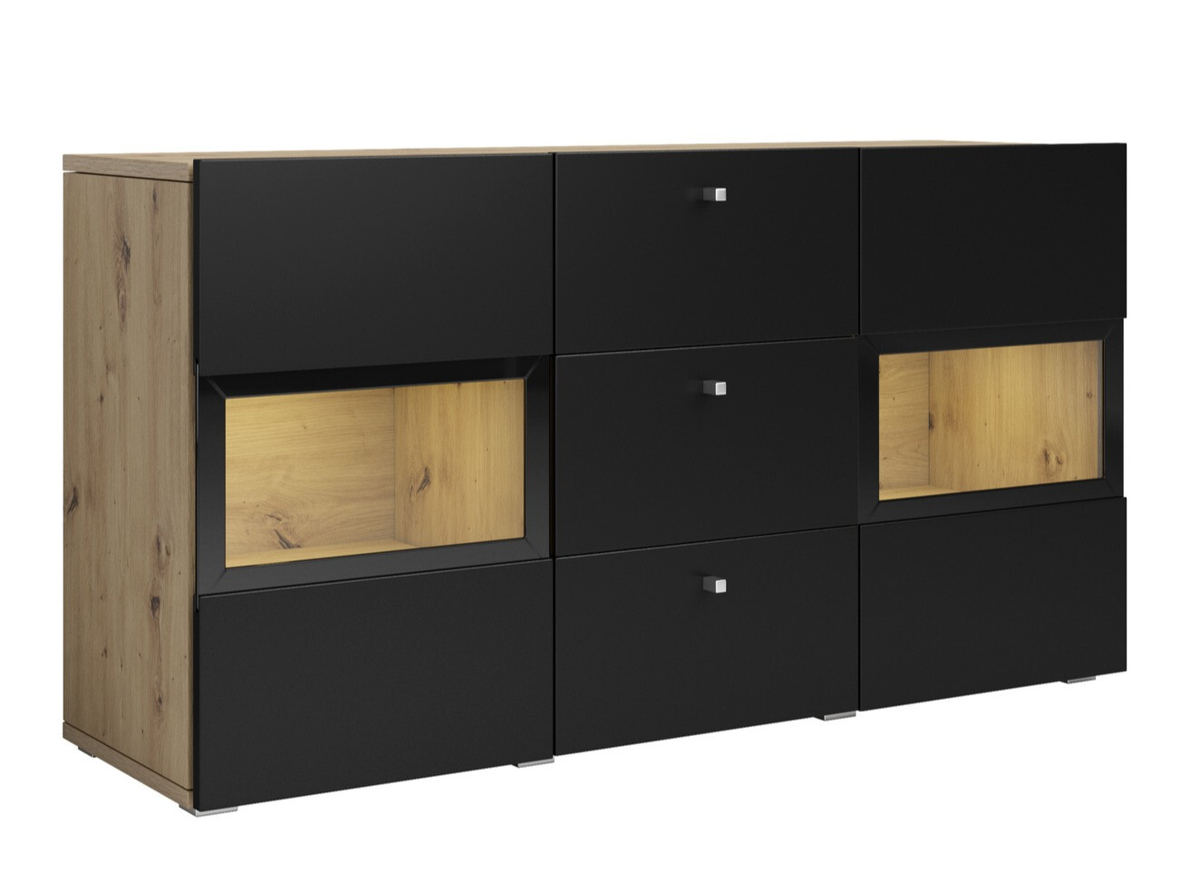 Komoda Serodeu 101 (Zanatski hrast + Mat crna)