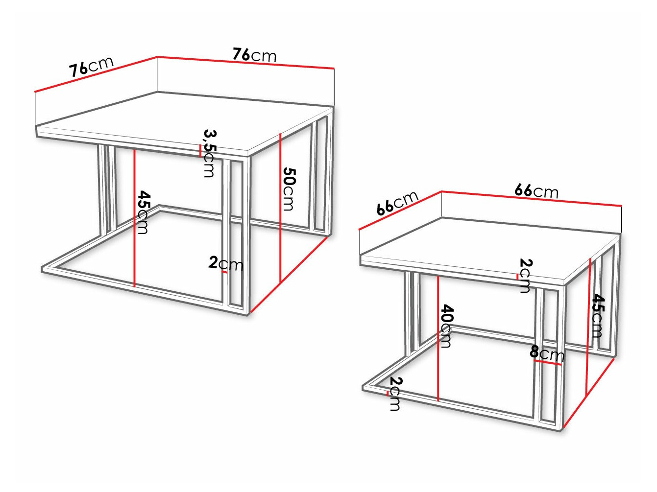 Set stočića za kafu Oswego 110 (Belo + Crno)