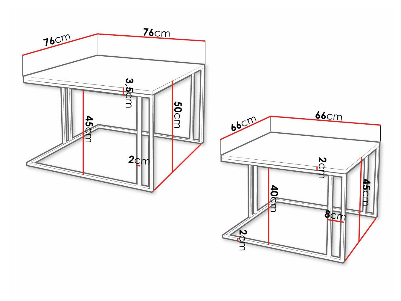Set stočića za kafu Oswego 110 (Crno)