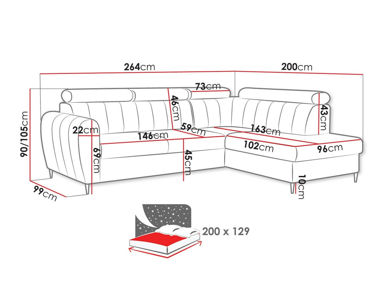 Ugaona sofa Temple 125 (Kronos 01)