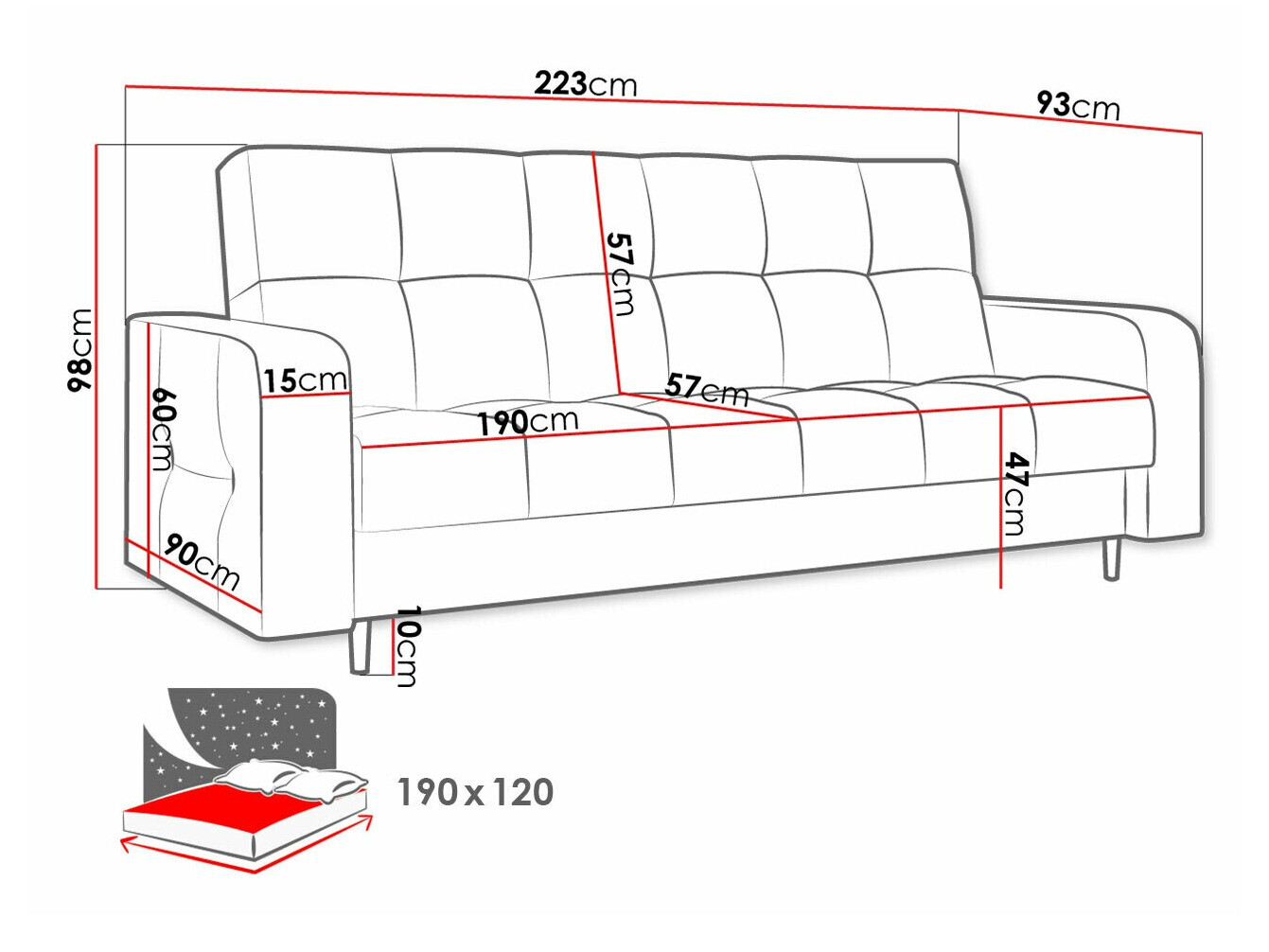 Sofa na razvlačenje Edinburg 106 (Kronos 09)