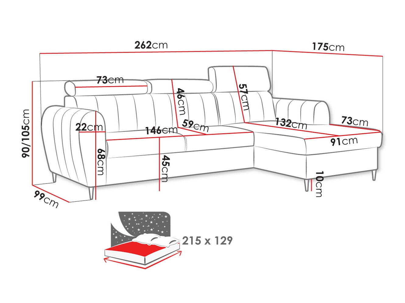 Ugaona sofa Temple 126 (Kronos 09)