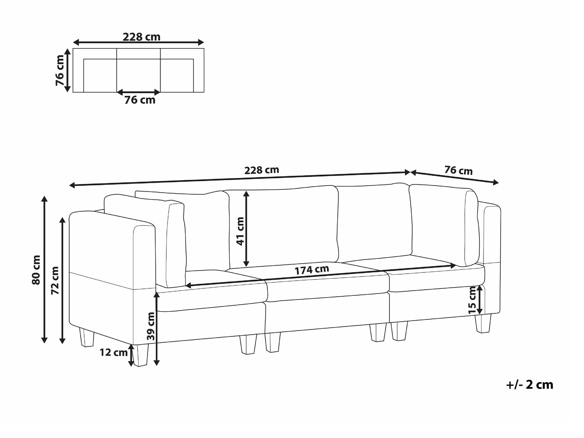 Modularna sofa Elbmeli 100 (Zelena)