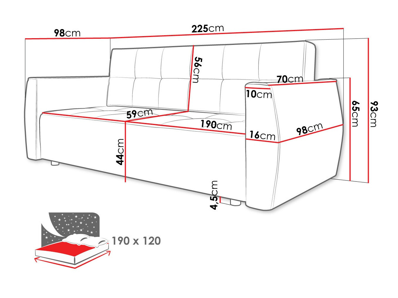 Sofa na razvlačenje Edinburg 107 (Poso 01 + Kronos 01)