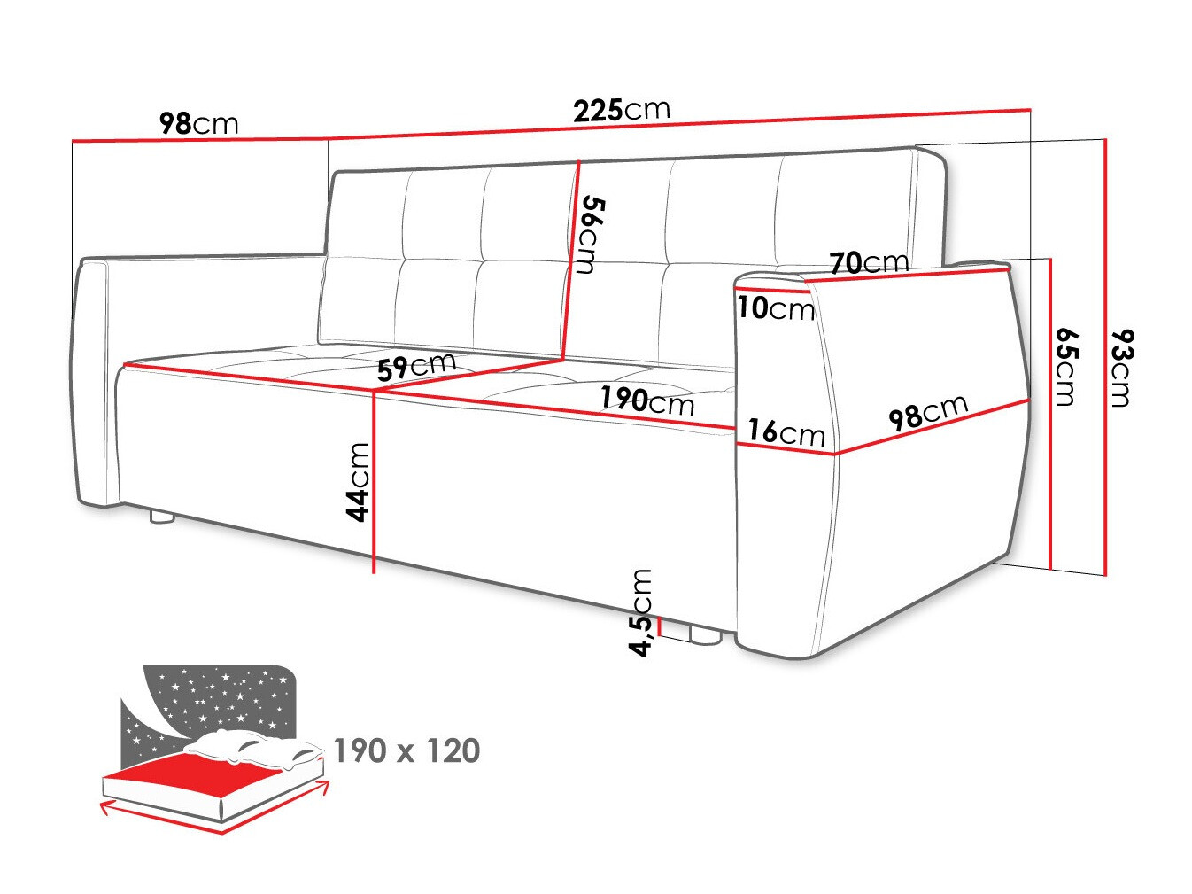 Sofa na razvlačenje Edinburg 107 (Poso 05 + Kronos 05)