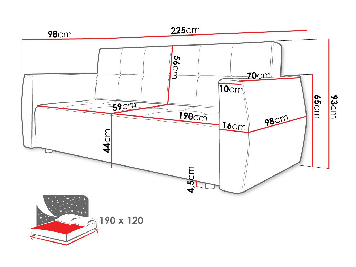Sofa na razvlačenje Edinburg 107 (Poso 22 + Kronos 22)