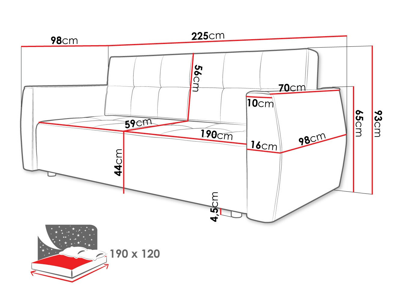 Sofa na razvlačenje Edinburg 107 (Poso 39 + Kronos 39)