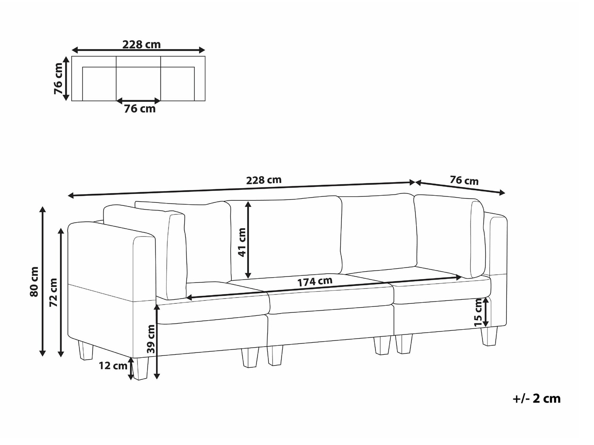 Modularna sofa Elbmeli 100 (Tamnosiva)