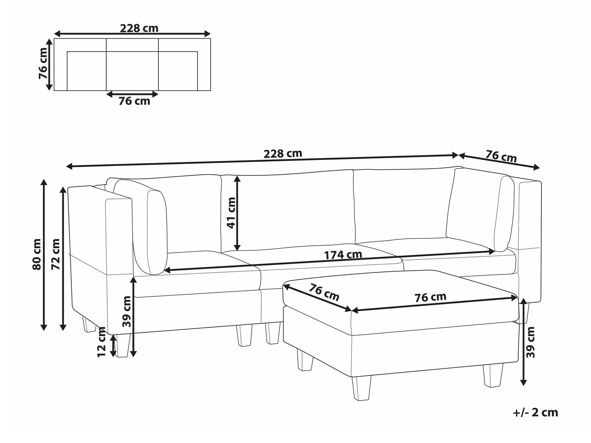 Modularna sofa Elbmeli 100 (Tamnosiva)
