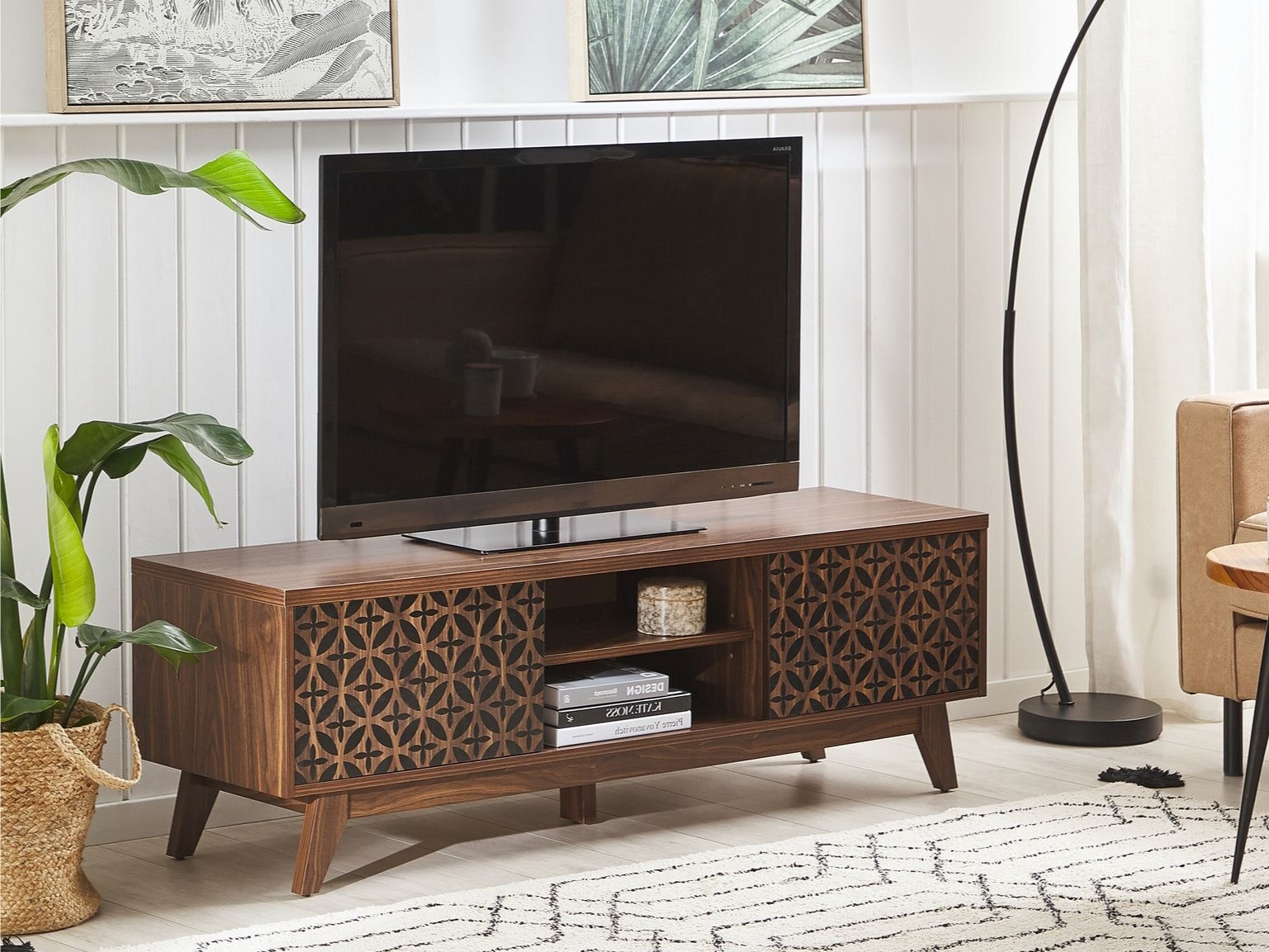 TV komoda Berwyn 1146 (Tamno drvo + Crno)
