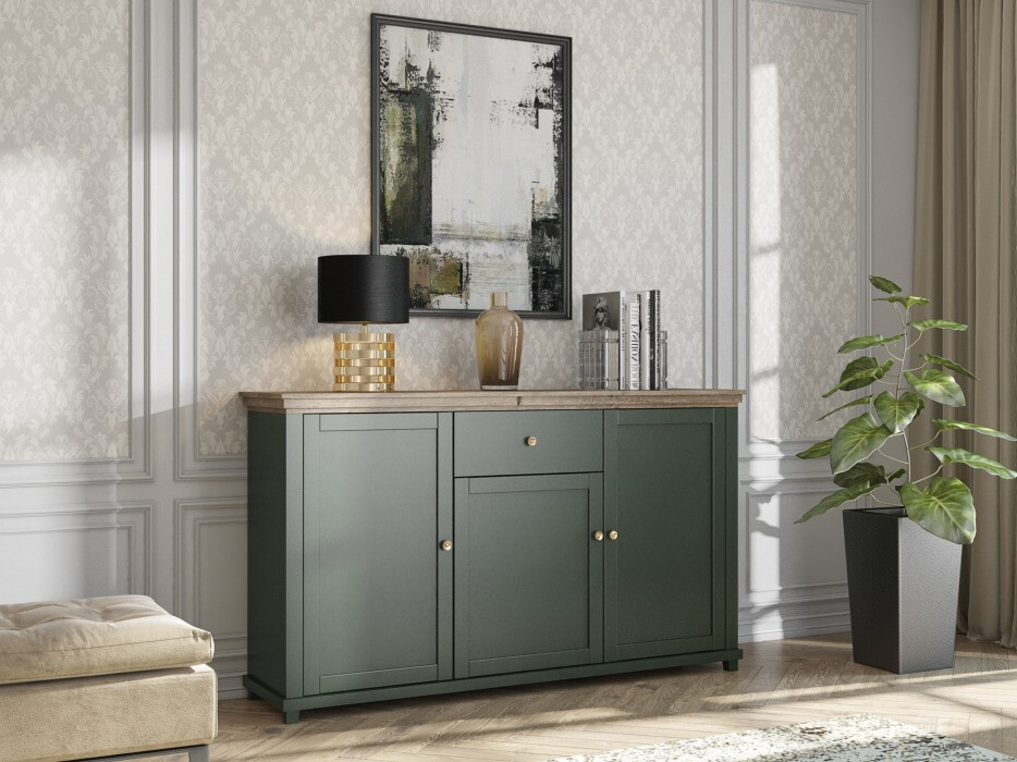 Komoda Tolnue 106 (Tamno zelena + Hrast Lefkas)