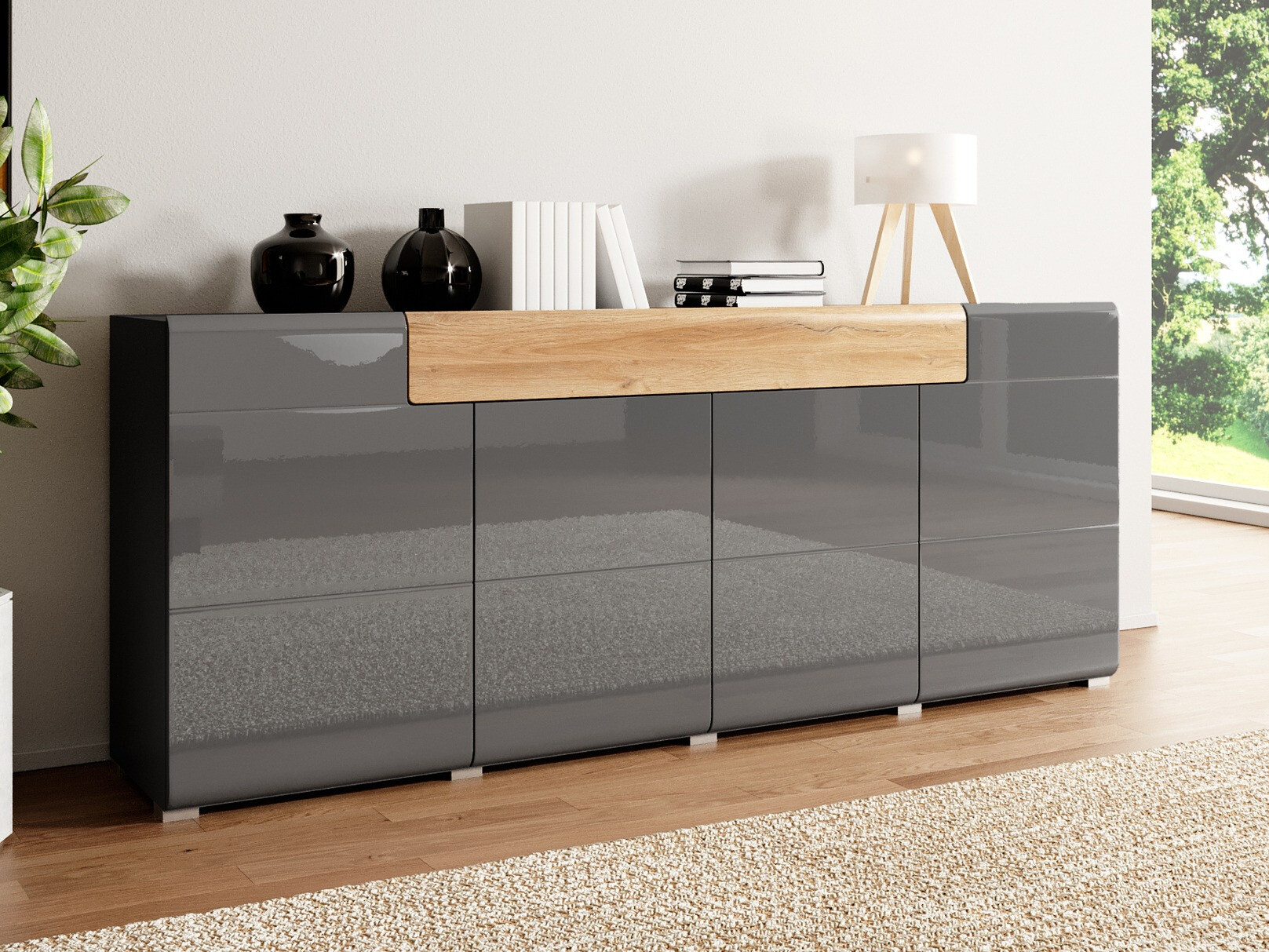 Komoda Torsone 102 (Antricit (ugalj) + Gloss antricit (ugalj) + Unuk hrast)