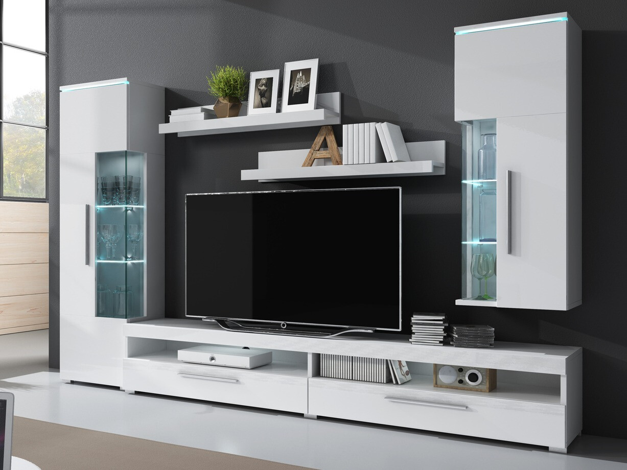 Set za dnevnu sobu Torvire 108 (Belo + Sjajno belo)