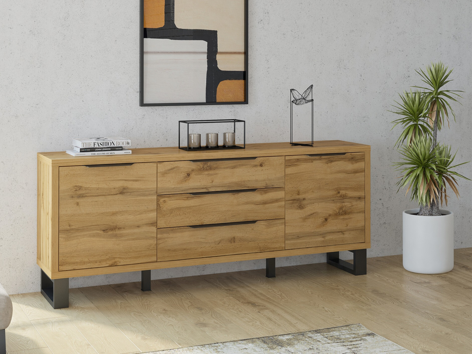 Komoda Avicavu 102 (Hrast Votan + Crno)