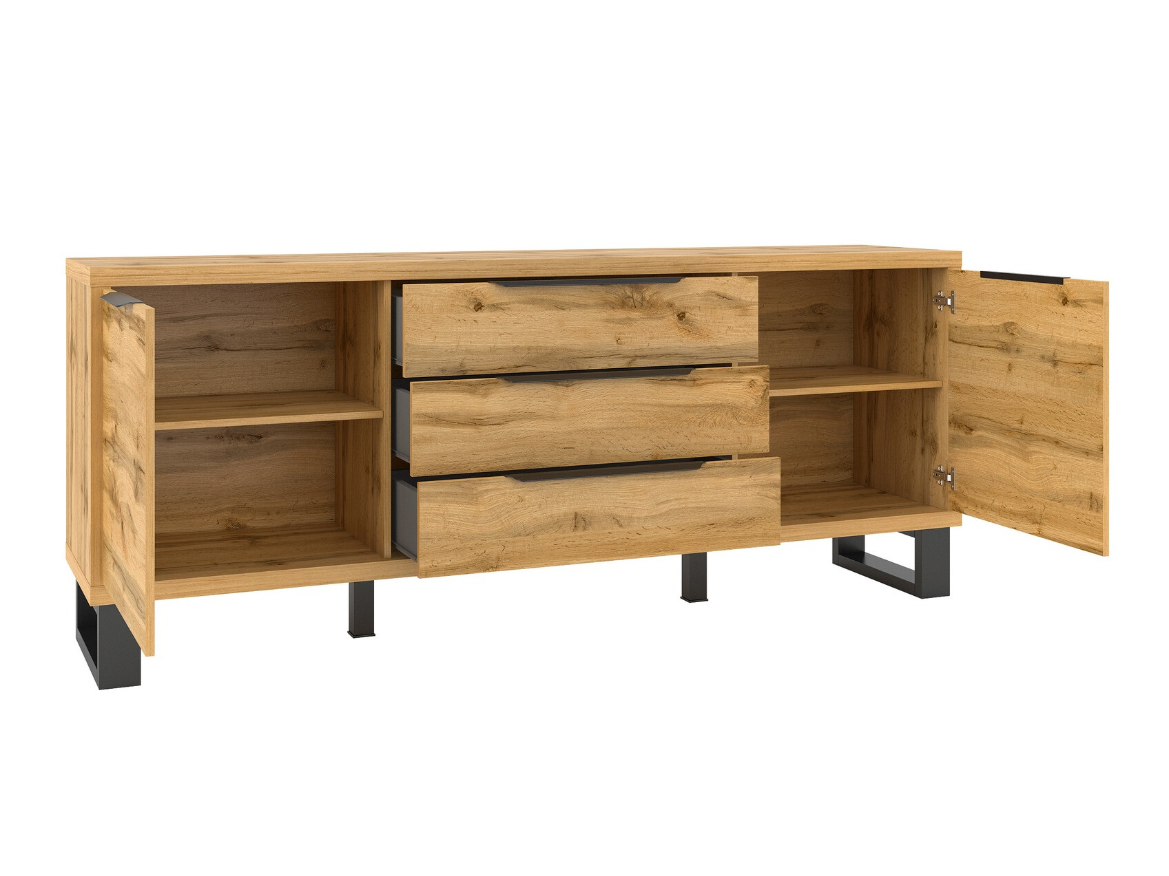 Komoda Avicavu 102 (Вотан храст + Crno)