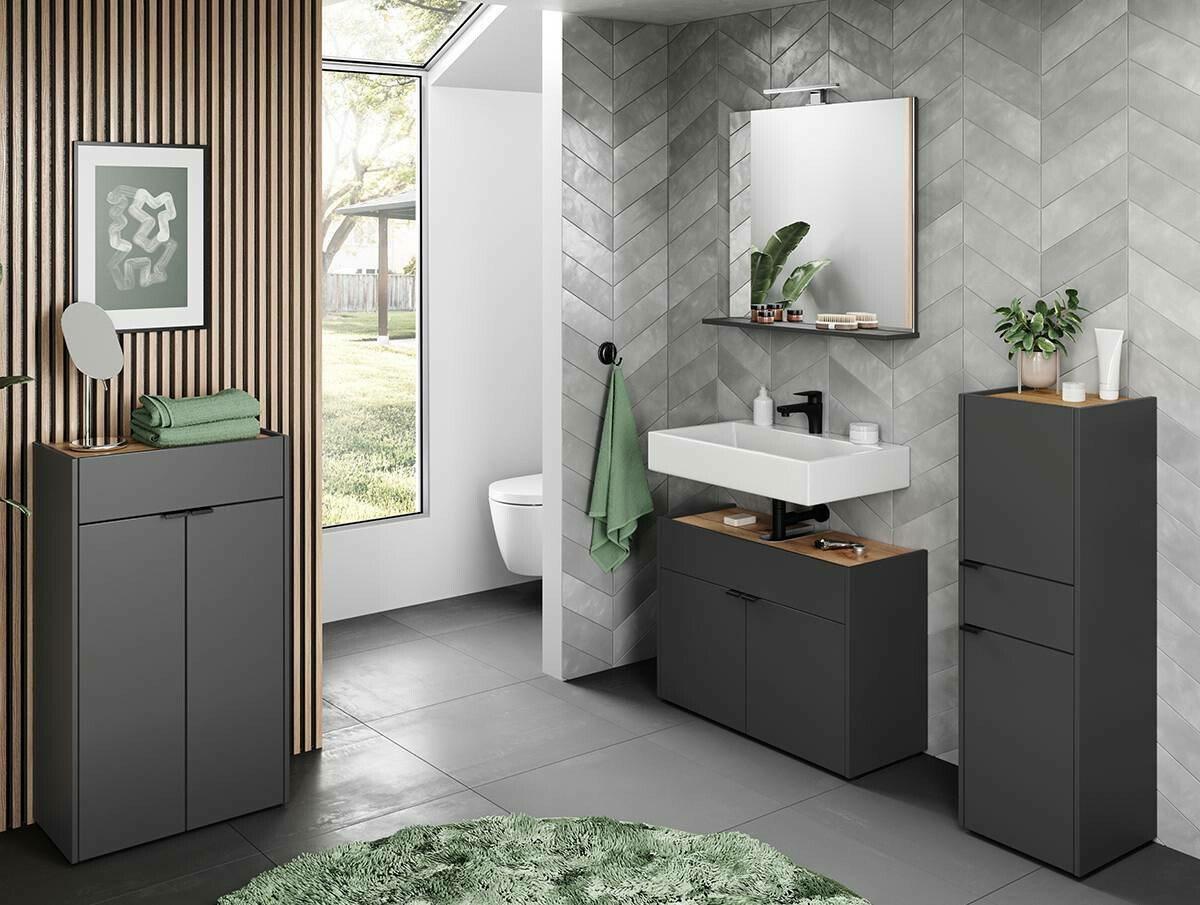 Ormarić za kupatilo Ventei 101 (Graphite + Navarra hrast)