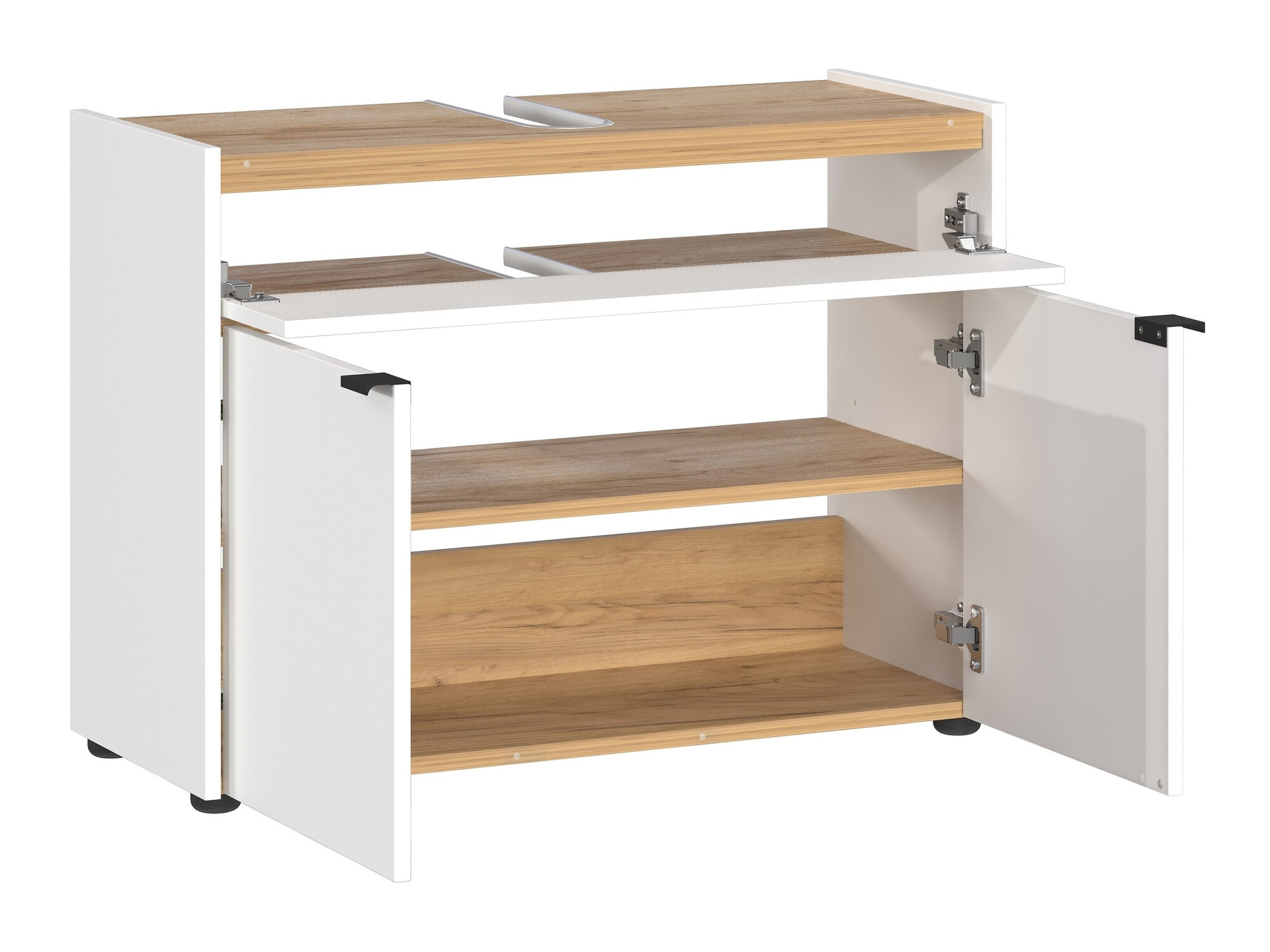 Samostojeći ormarić sa umivaonikom Ventei 100 (Belo + Navarra hrast)