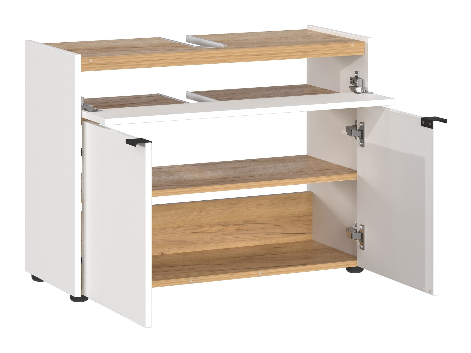 Set za kupatilo Ventei 104 (Belo + Navarra hrast)