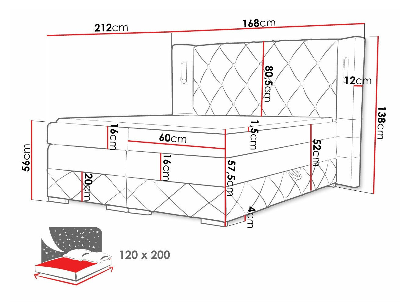 Boxspring krevet Baltimore 187 (Kameleon 04)