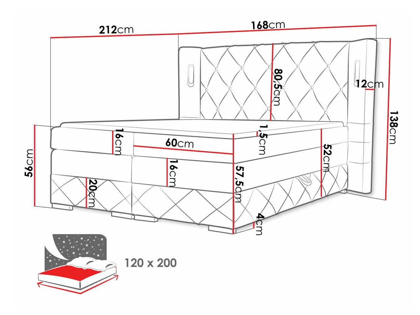 Boxspring krevet Baltimore 187 (Kameleon 09)