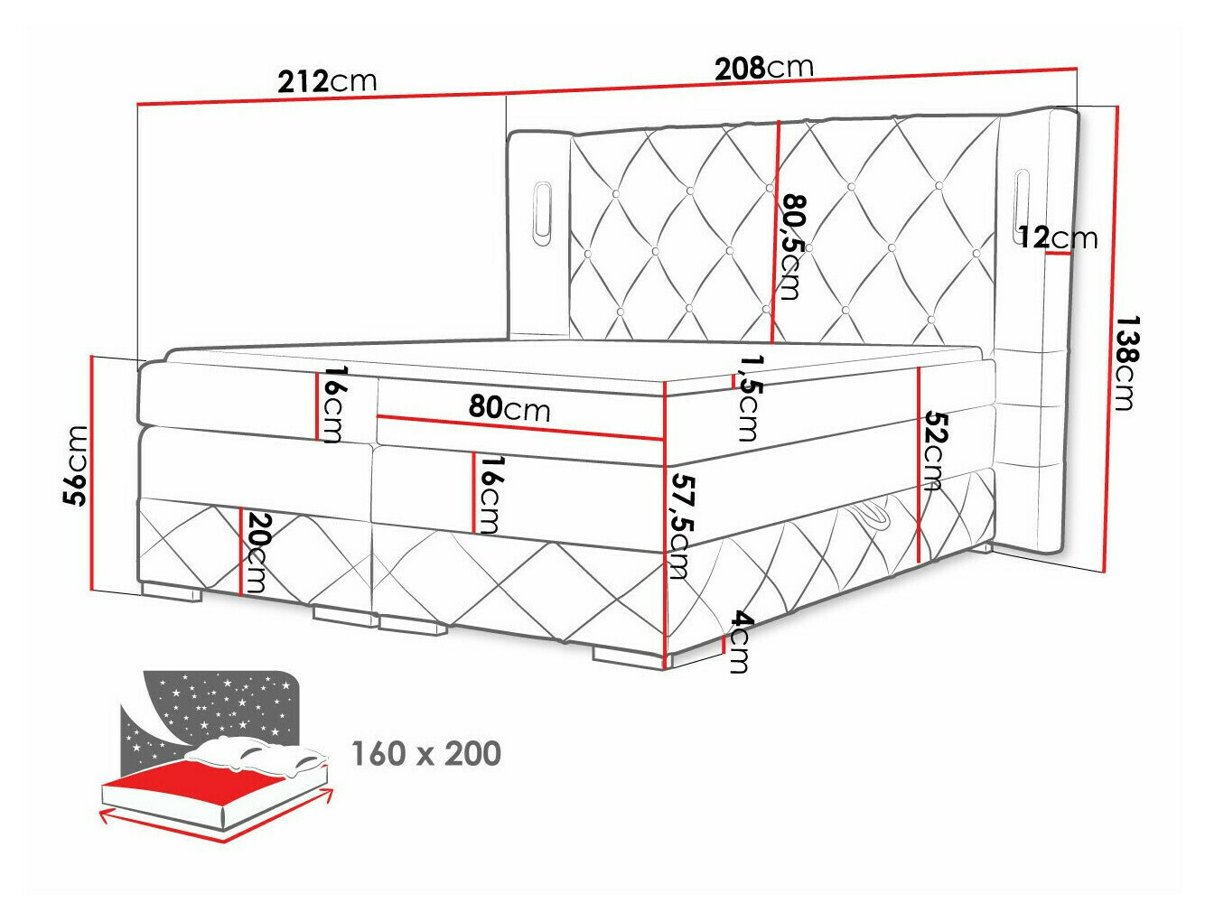 Boxspring krevet Baltimore 187 (Kameleon 09)