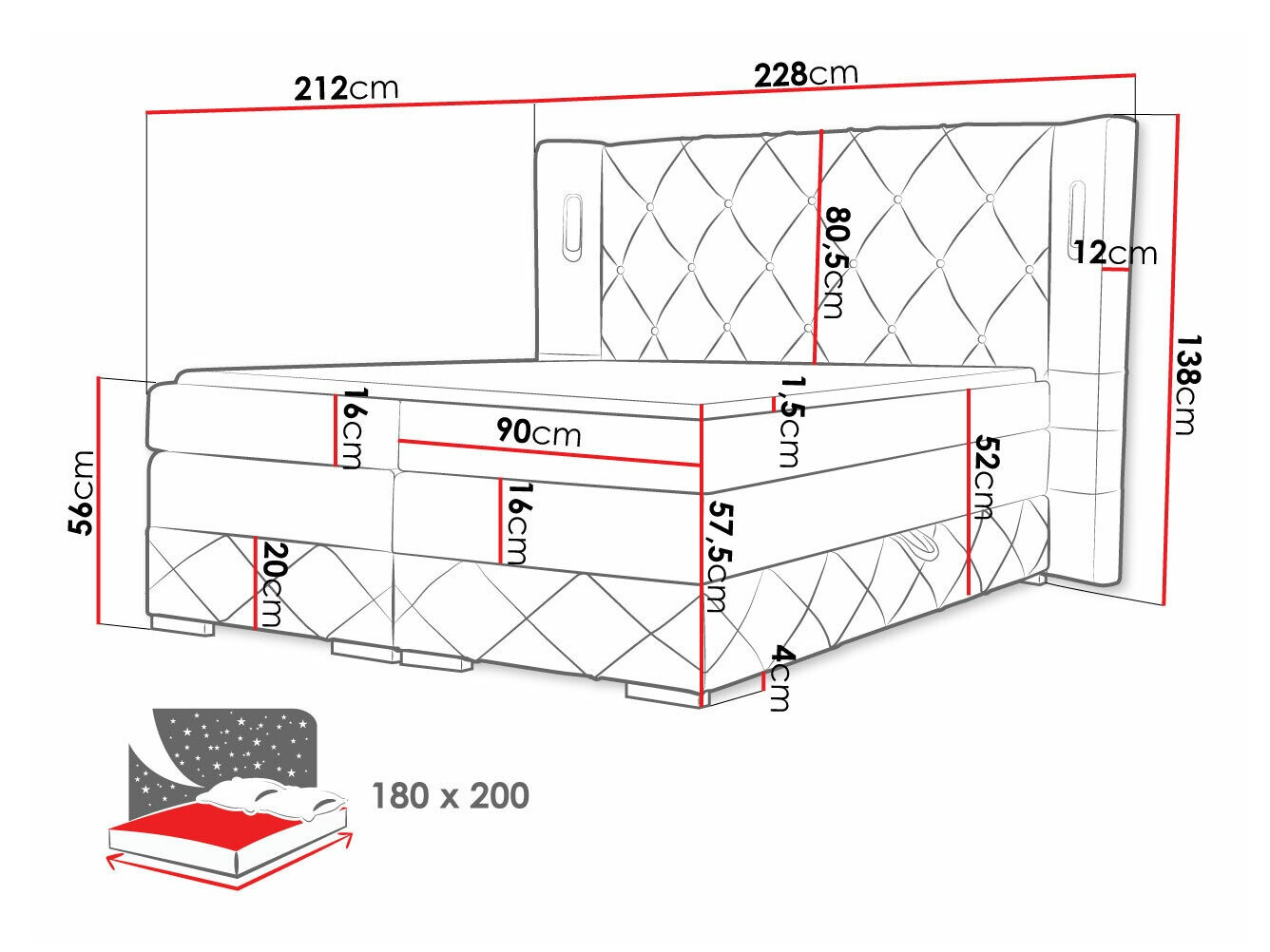Boxspring krevet Baltimore 187 (Kameleon 09)