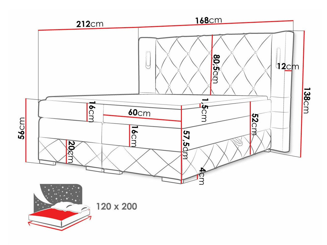 Boxspring krevet Baltimore 187 (Kameleon 48)