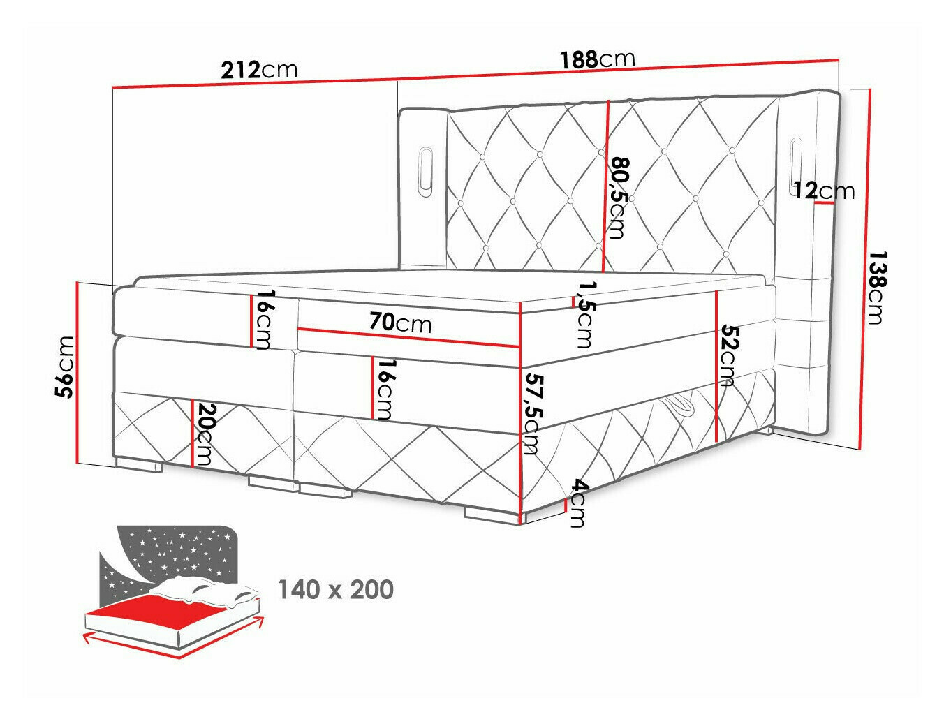 Boxspring krevet Baltimore 187 (Kameleon 59)