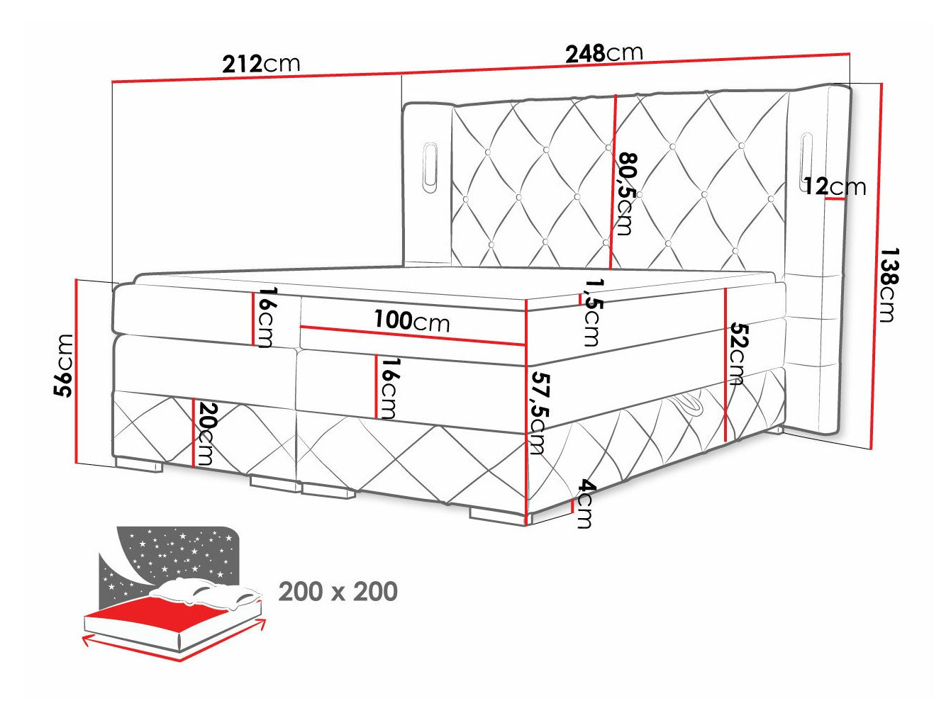 Boxspring krevet Baltimore 187 (Kameleon 59)