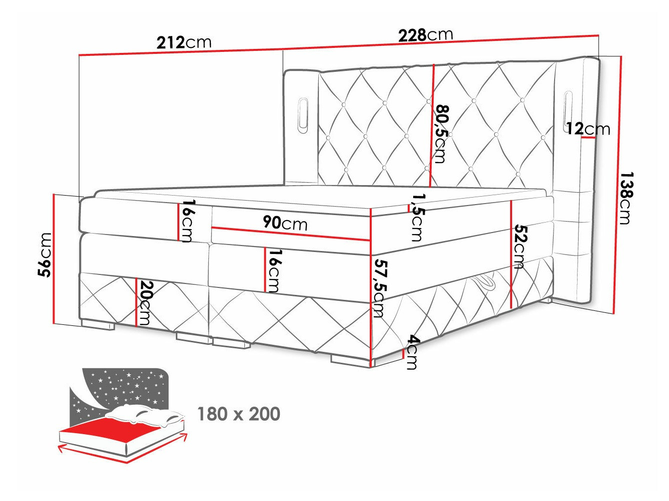 Boxspring krevet Baltimore 187 (Kameleon 92)