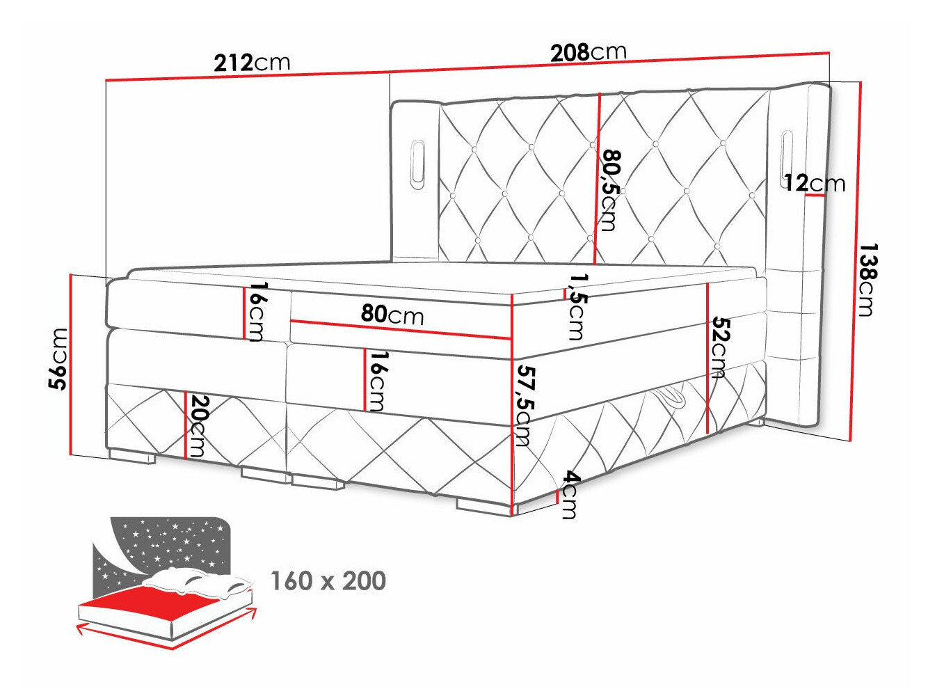 Boxspring krevet Historia (Kameleon 04)