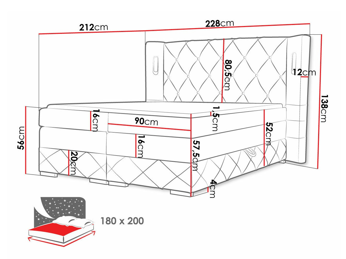 Boxspring krevet Historia (Kameleon 04)