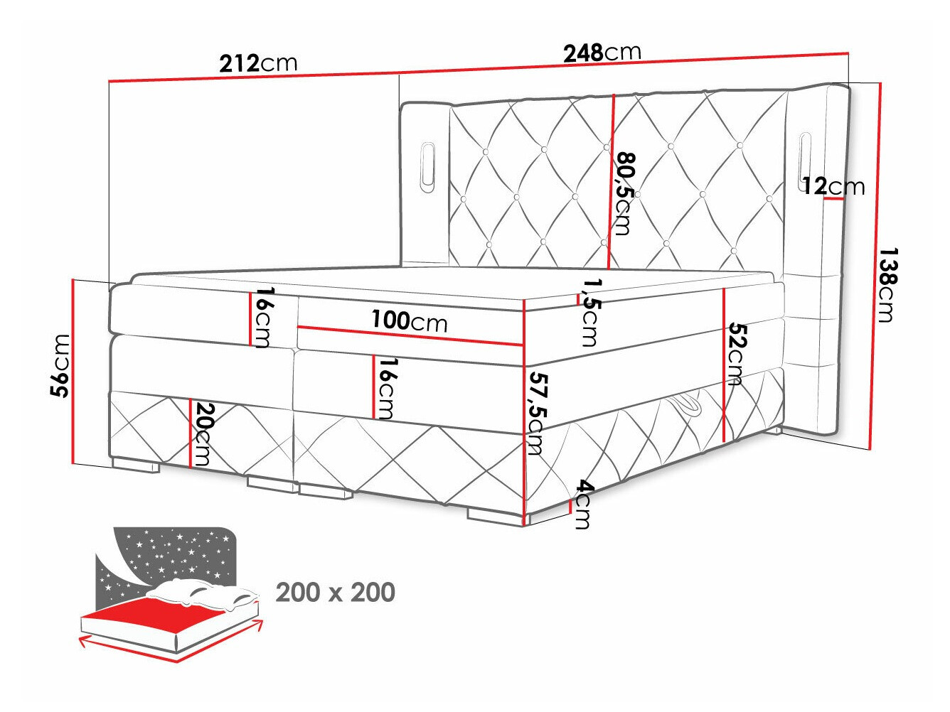 Boxspring krevet Historia (Kameleon 04)