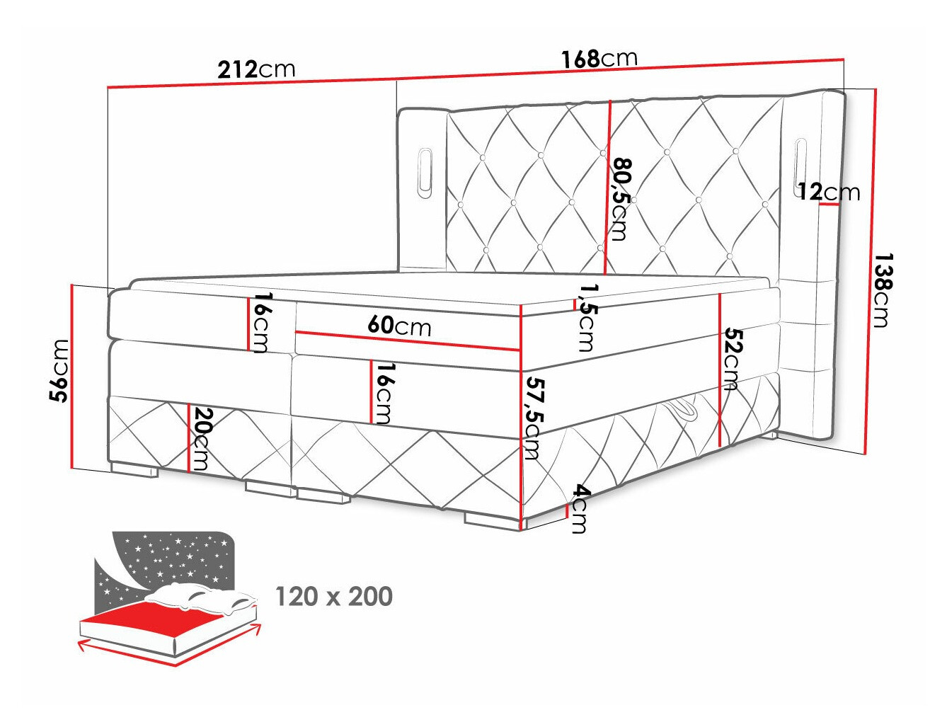 Boxspring krevet Historia (Kameleon 84)