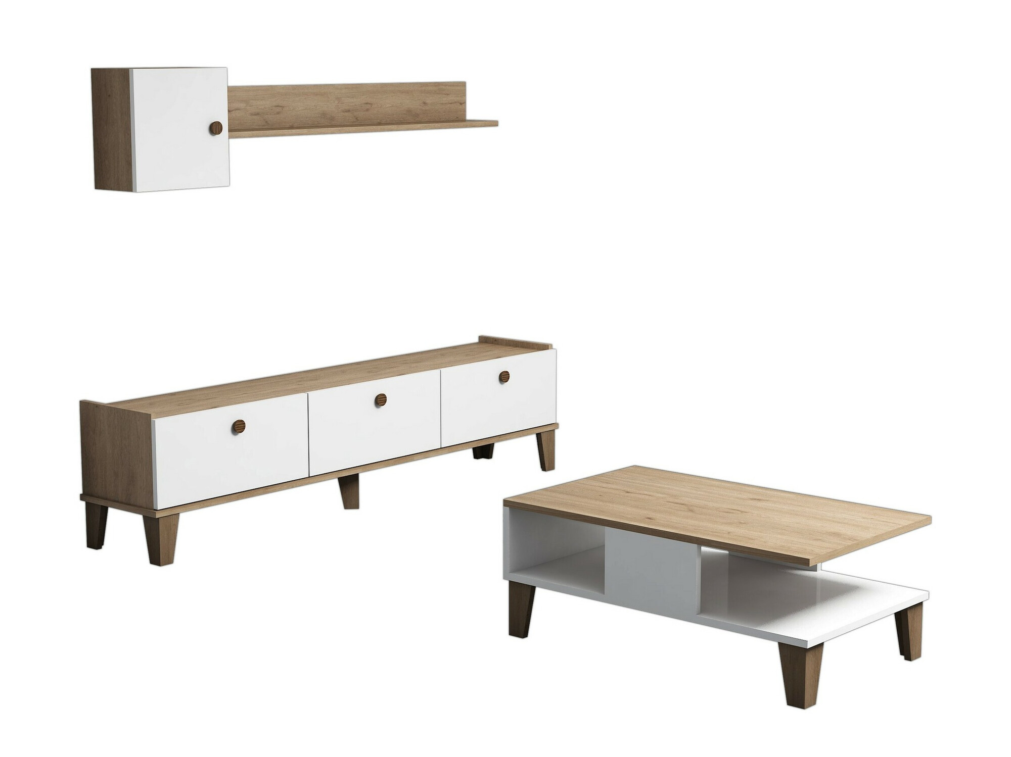 Set za dnevnu sobu Kailua 723 (Hrast + Belo)