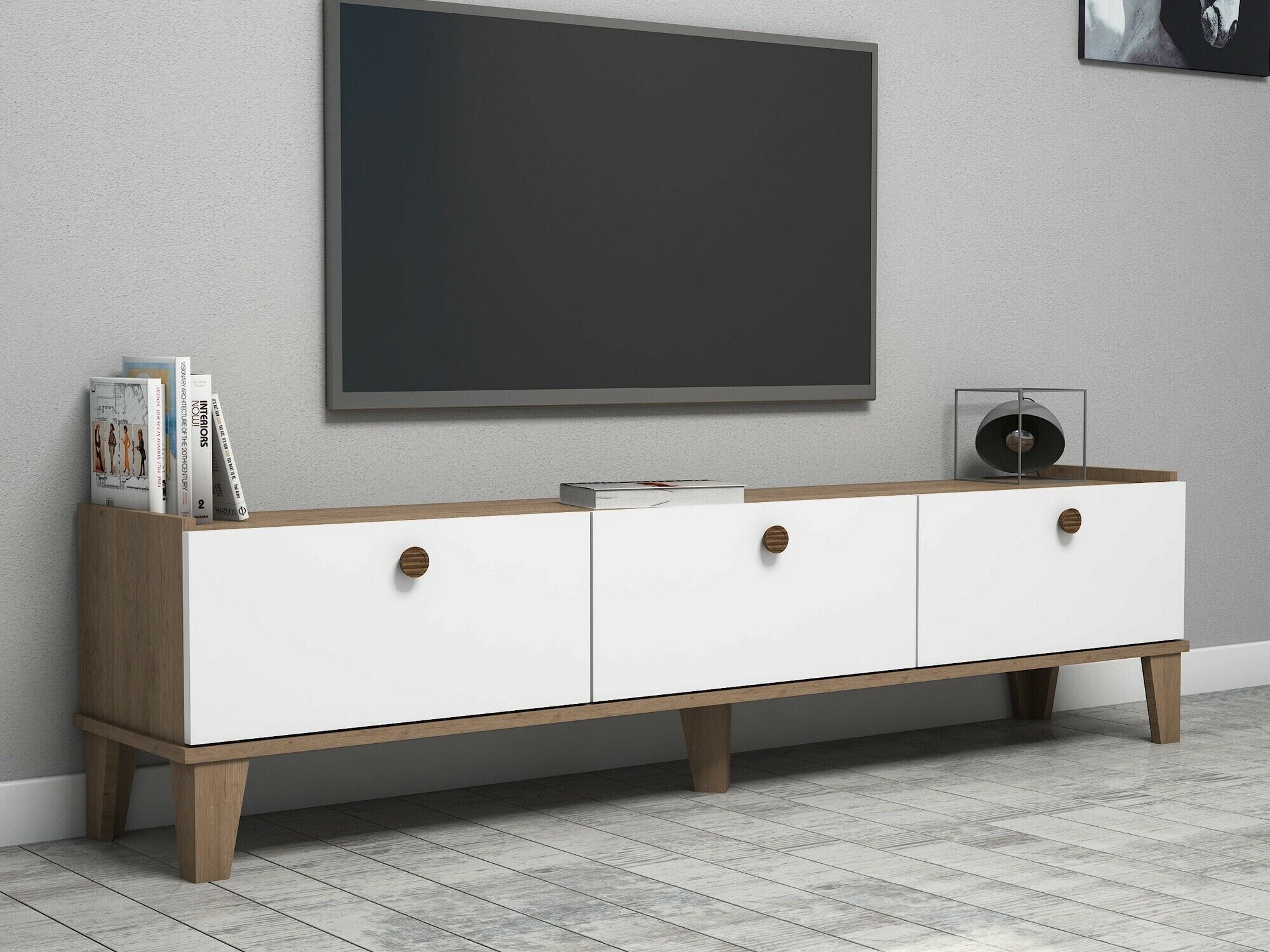 TV komoda Kailua 2029 (Hrast + Belo)