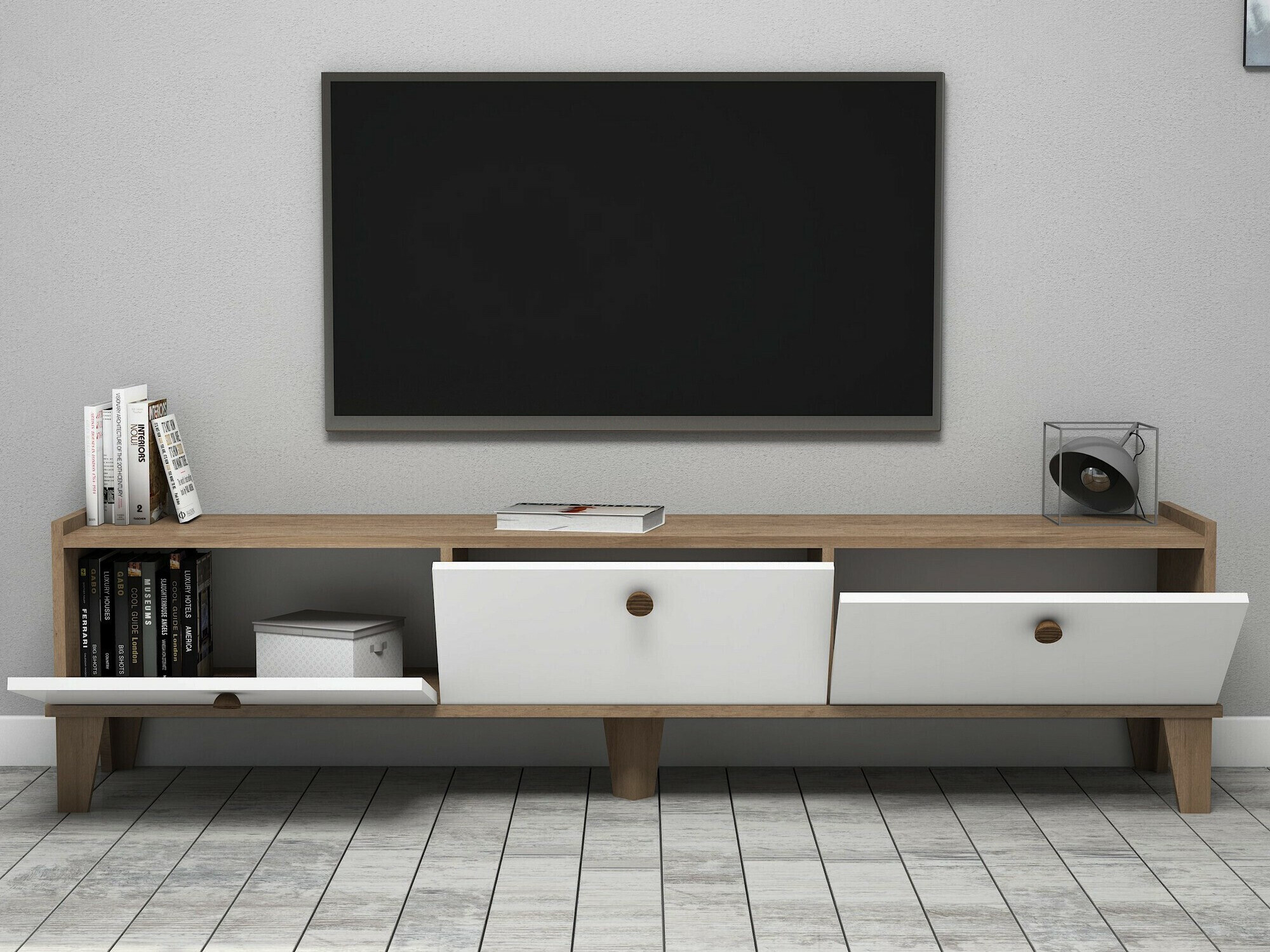TV komoda Kailua 2029 (Hrast + Belo)