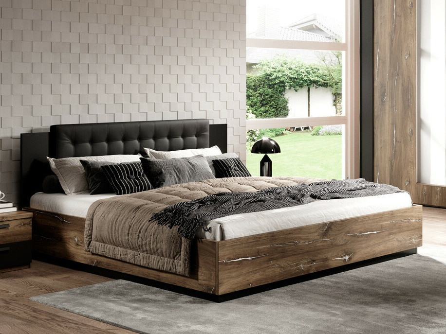 Krevet Felelie 109 (Tamni Flagstaf hrast + Srebrna)