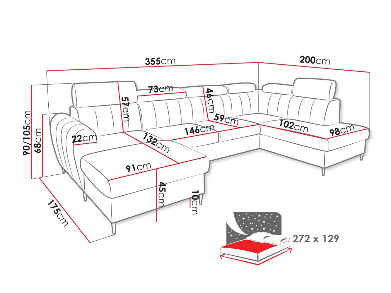 Ugaona sofa Temple 128 (Kronos 22)