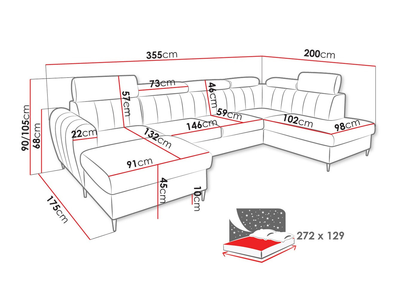 Ugaona sofa Temple 128 (Kronos 22)