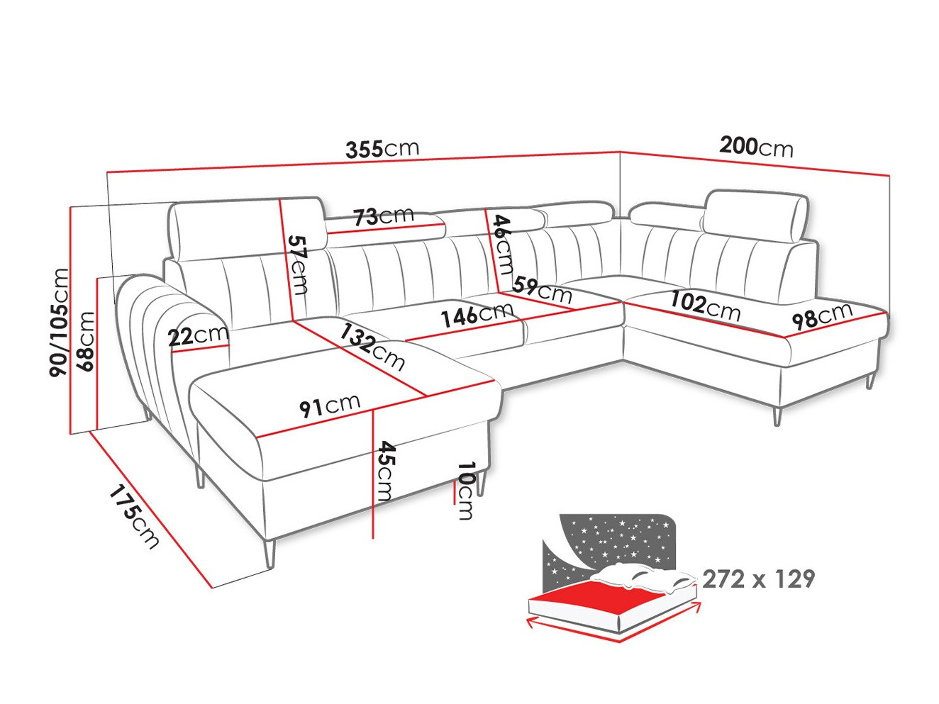 Ugaona sofa Temple 128 (Kronos 29)
