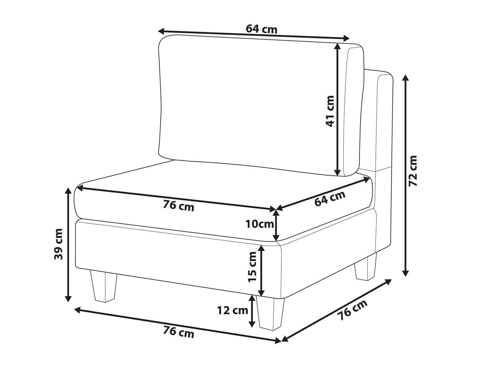 Modularna fotelja Elbmeli 101 (Crno)