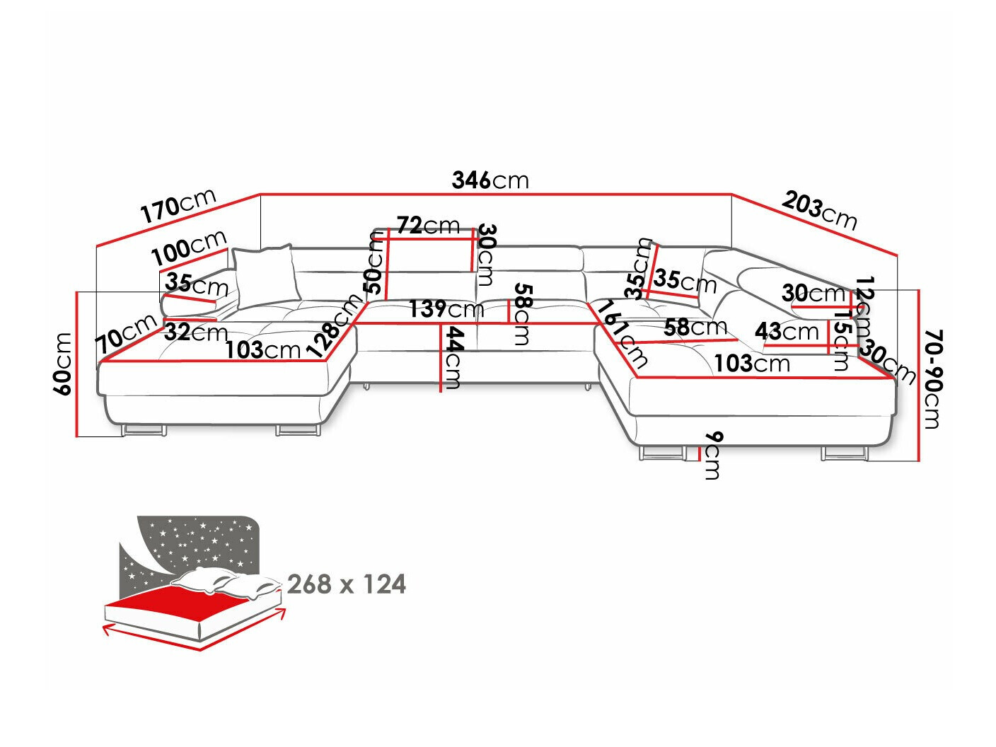 Ugaona sofa Comfivo Eliferu 103 (Manila 16)